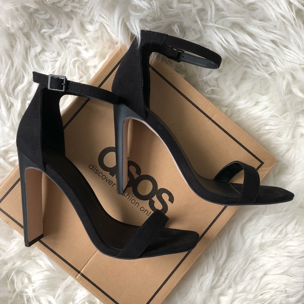 Black barely there heeled sandals